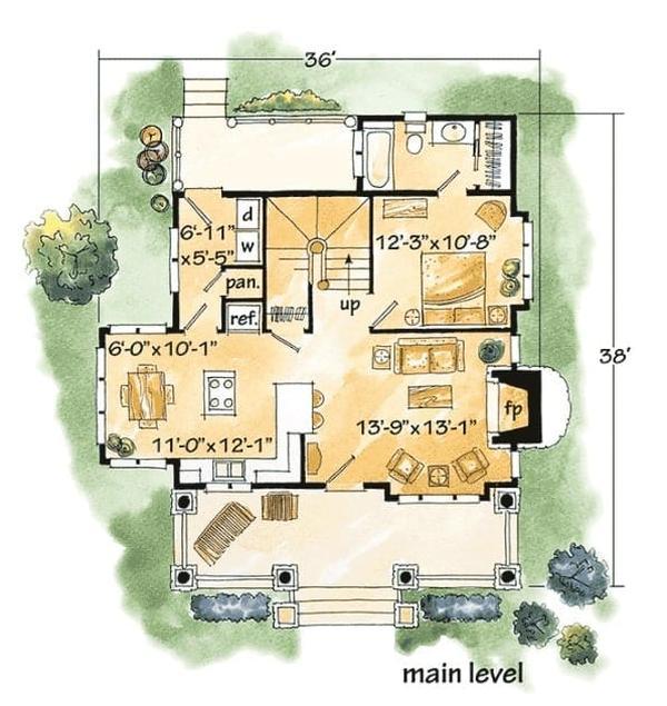Compact Floor Plan with Fireplace and Open Living Area