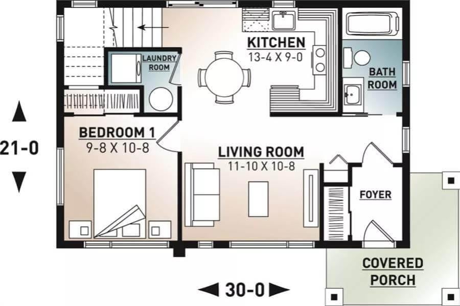 Compact Floor Plan with Smart Use of Space and a Cozy Covered Porch