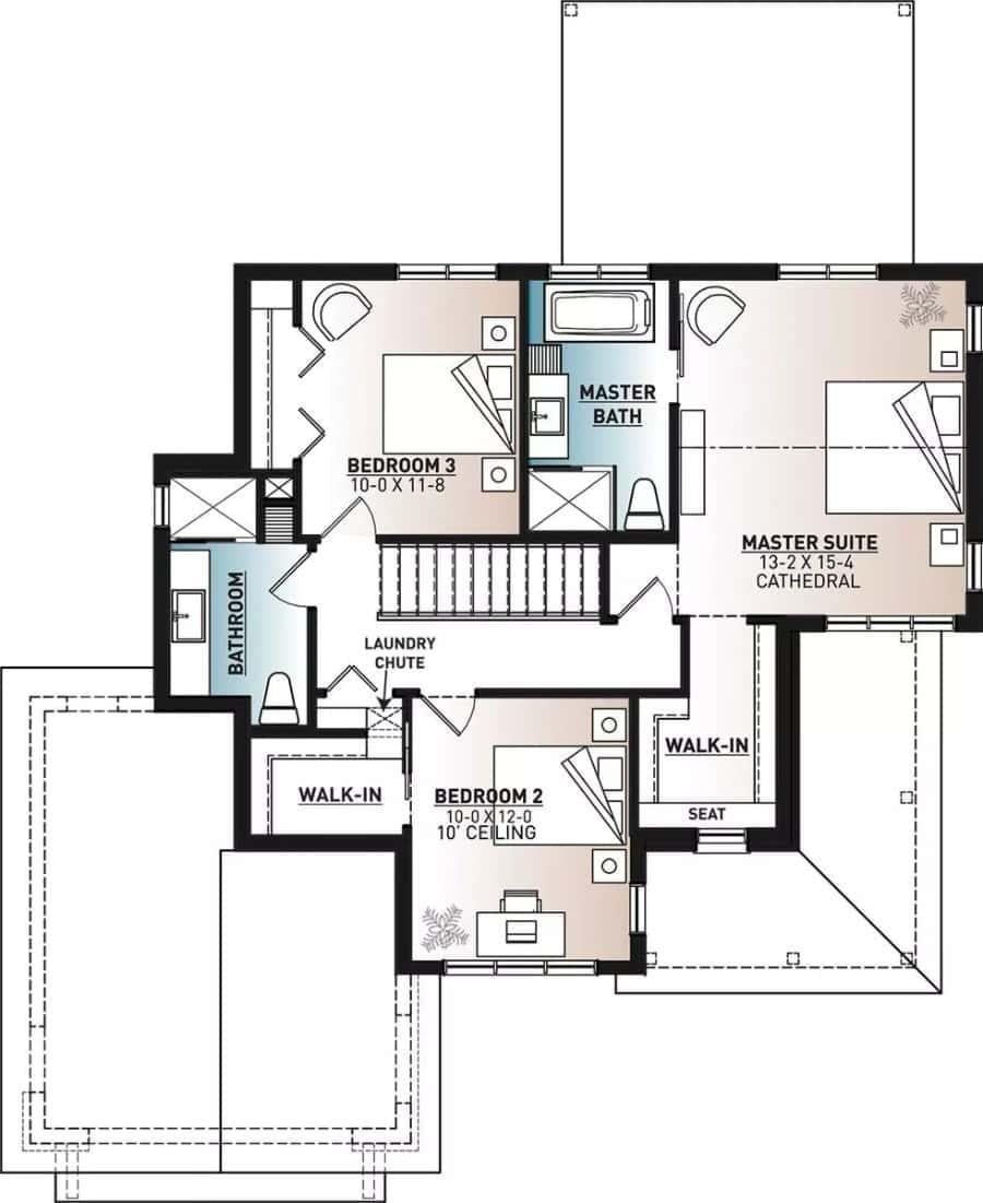 Explore the Efficient Layout of This Upper Floor Plan with Three Bedrooms