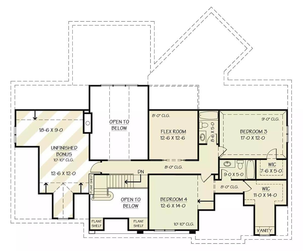 Exploring the Versatile Upper Floor with Flex Room and Unfinished Bonus Space