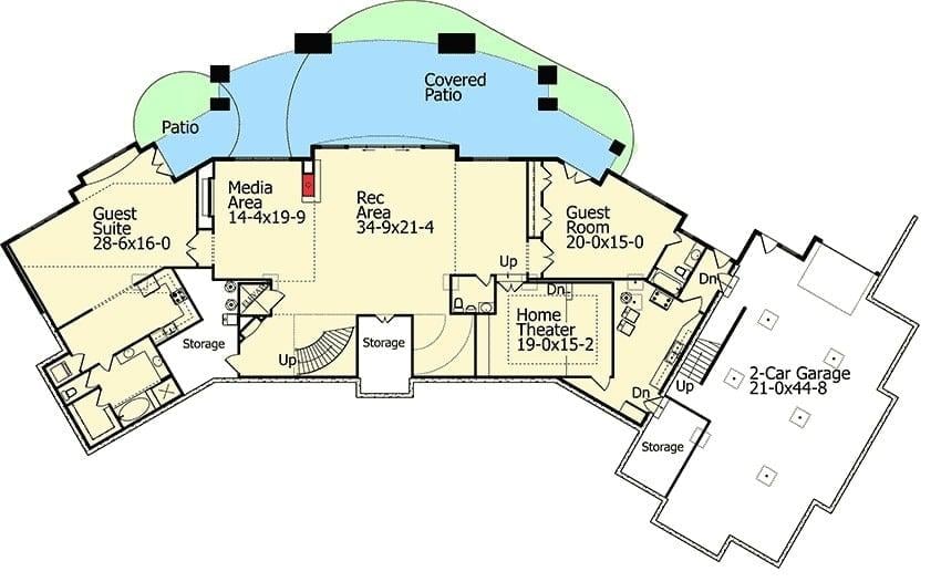 Explore the Spacious Rec Area and Home Theater in This Floor Plan
