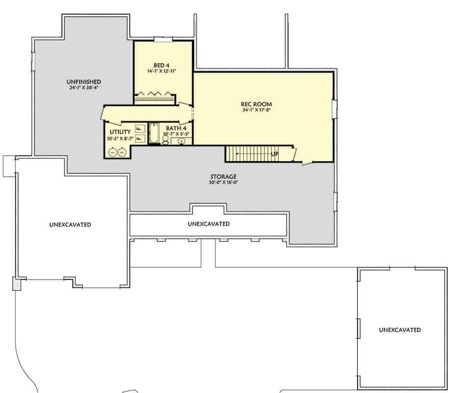Explore the Versatile Basement with Expansive Rec Room and Storage