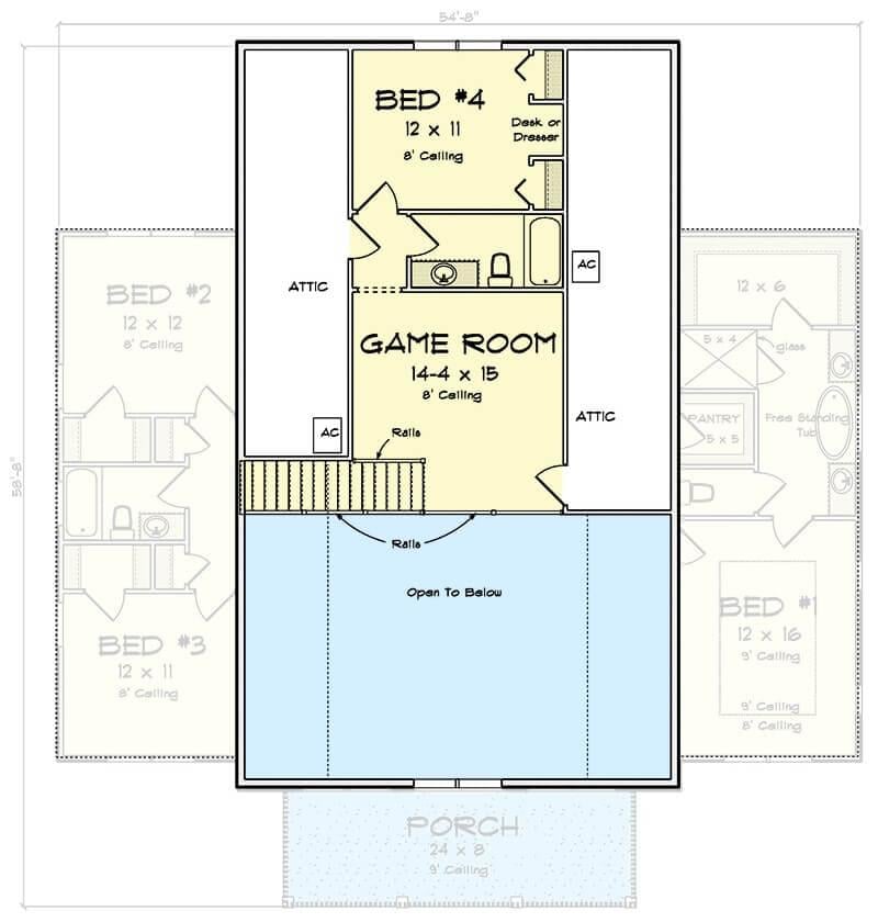 Explore the Upper Level: Game Room and Bedroom Layout
