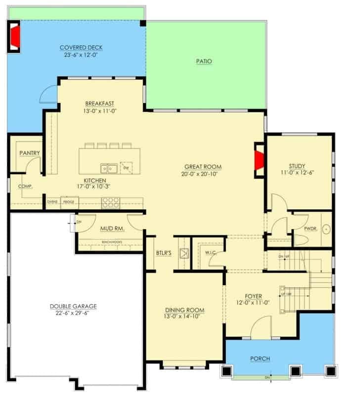 Explore the Open Layout and Covered Deck in This Floorplan