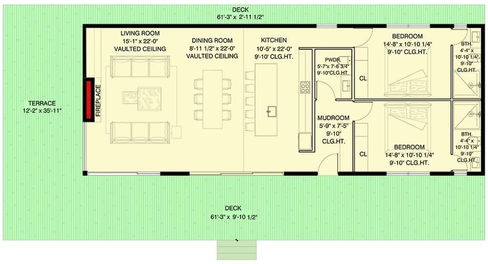 Open Living Space with Vaulted Ceilings and Expansive Decks