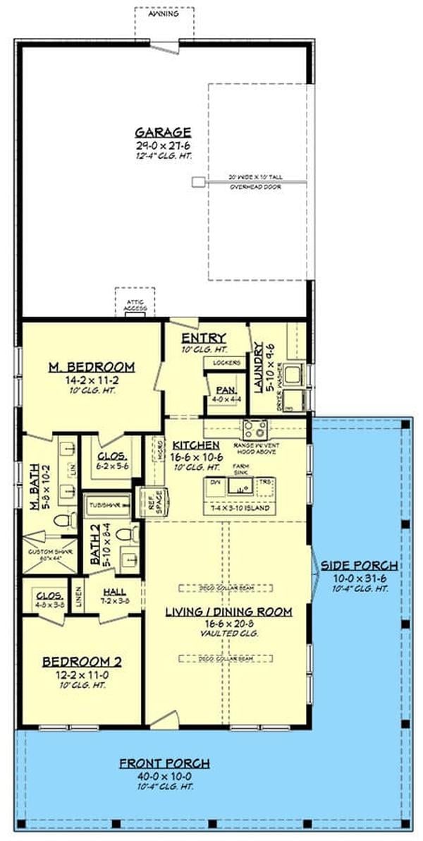 Explore the Flow of This Two-Bedroom Home with Expansive Porches
