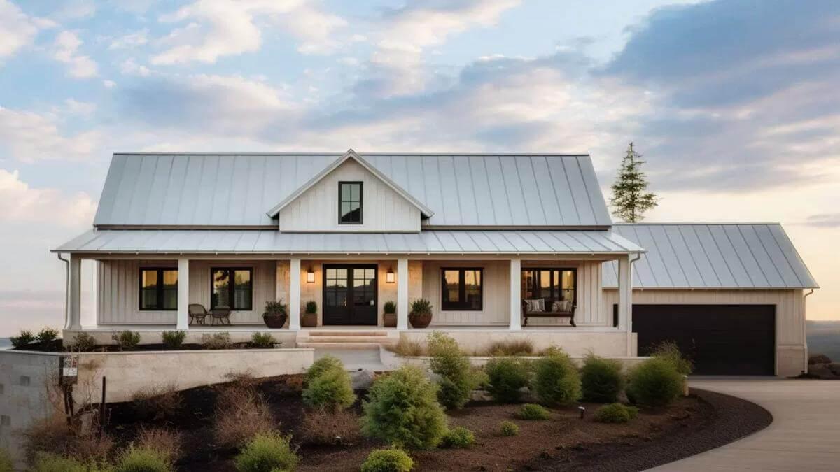 Relax on the Expansive Front Porch of This Modern Farmhouse