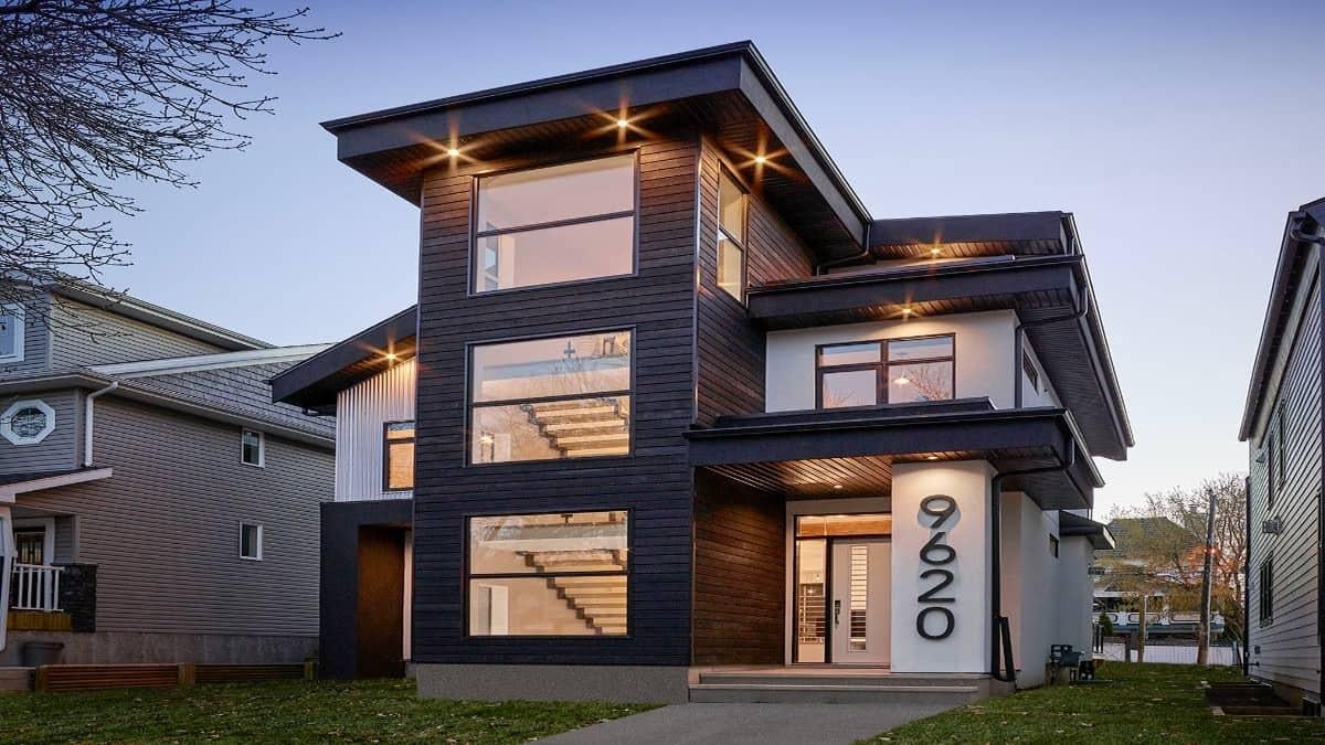 Modern Marvel with Bold Vertical Windows and Striking Facade