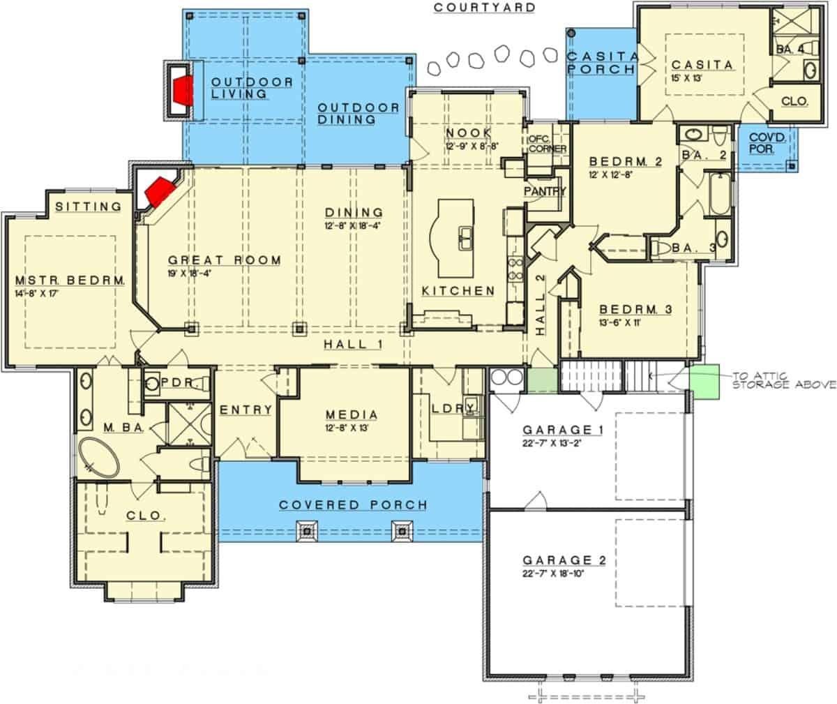 Explore This Expansive Floor Plan Featuring a Cozy Casita