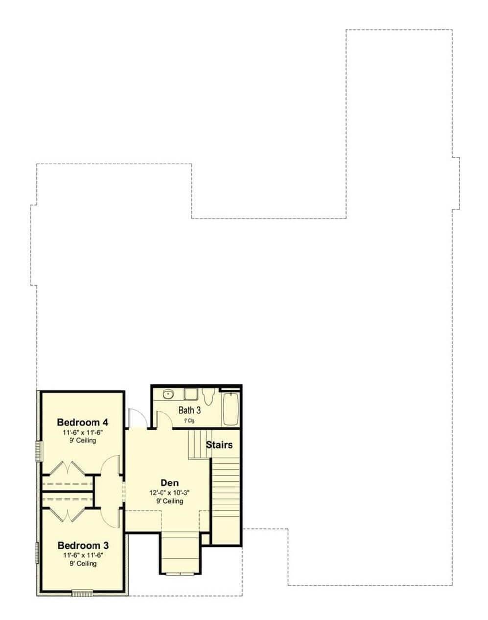 Explore the Efficient Layout of This Two-Bedroom Upper Floor Plan