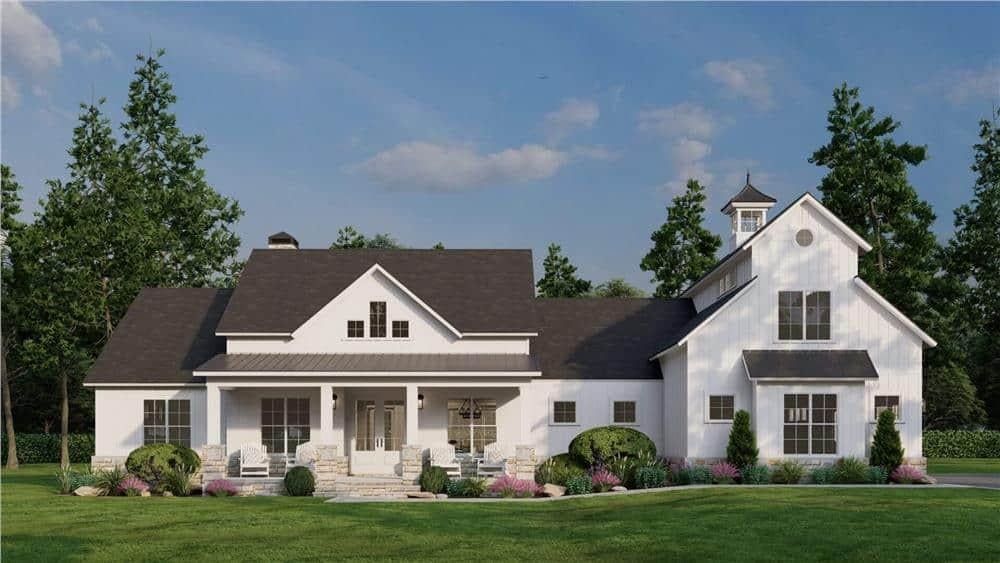 Classic White Farmhouse with Charming Dormer Windows