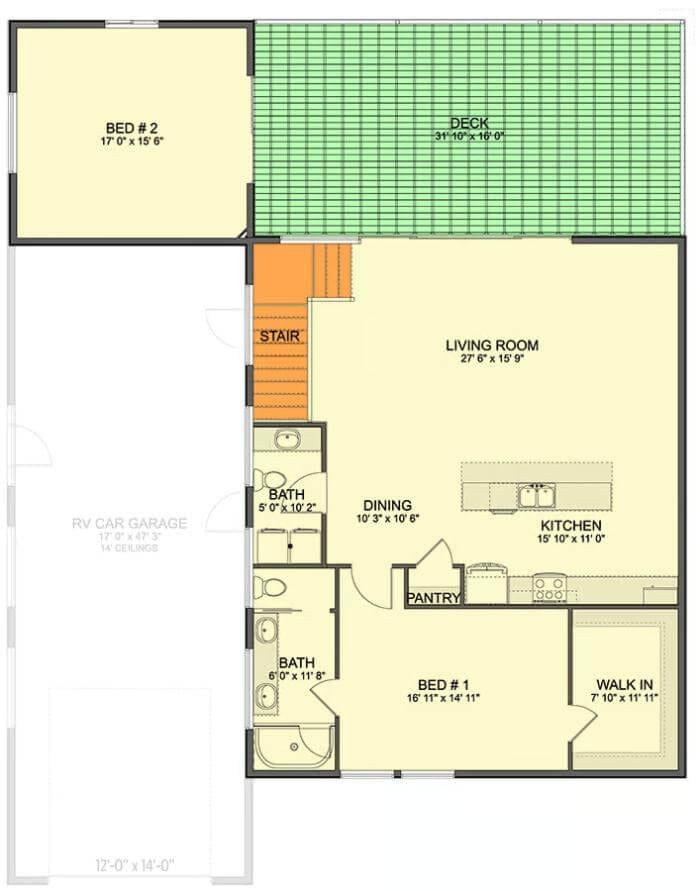 Explore This Spacious Layout with a Deck and RV Garage