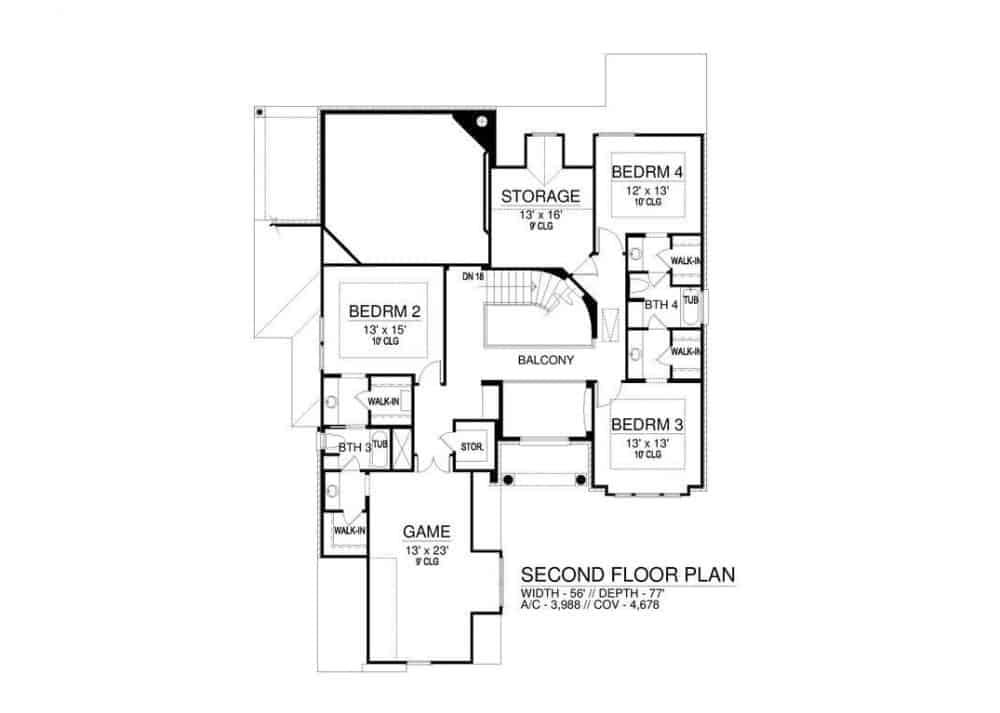 Explore the Spacious Game Room in This Second Floor Layout