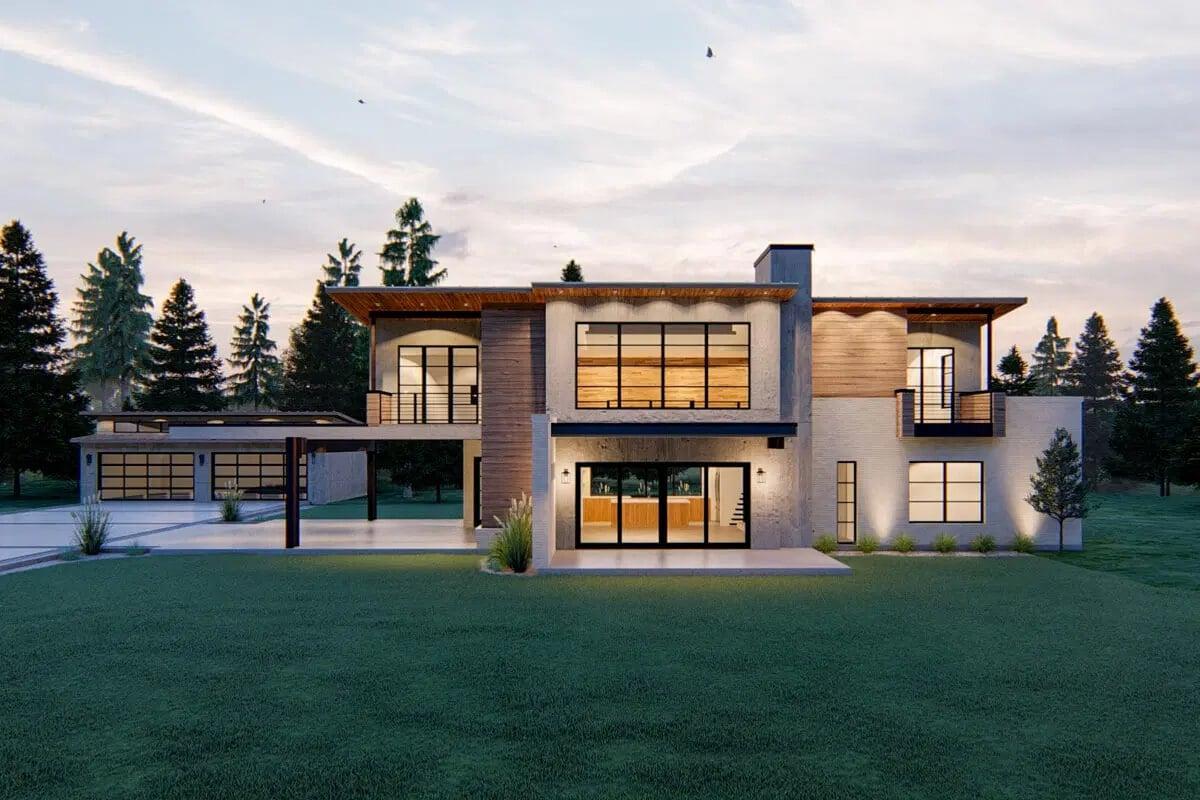 Contemporary Home with Expansive Glass Facade and Natural Wood Accents