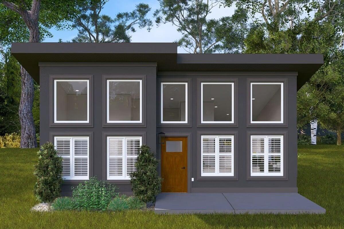 Modern Cube Home with Striking Symmetry and Large Windows
