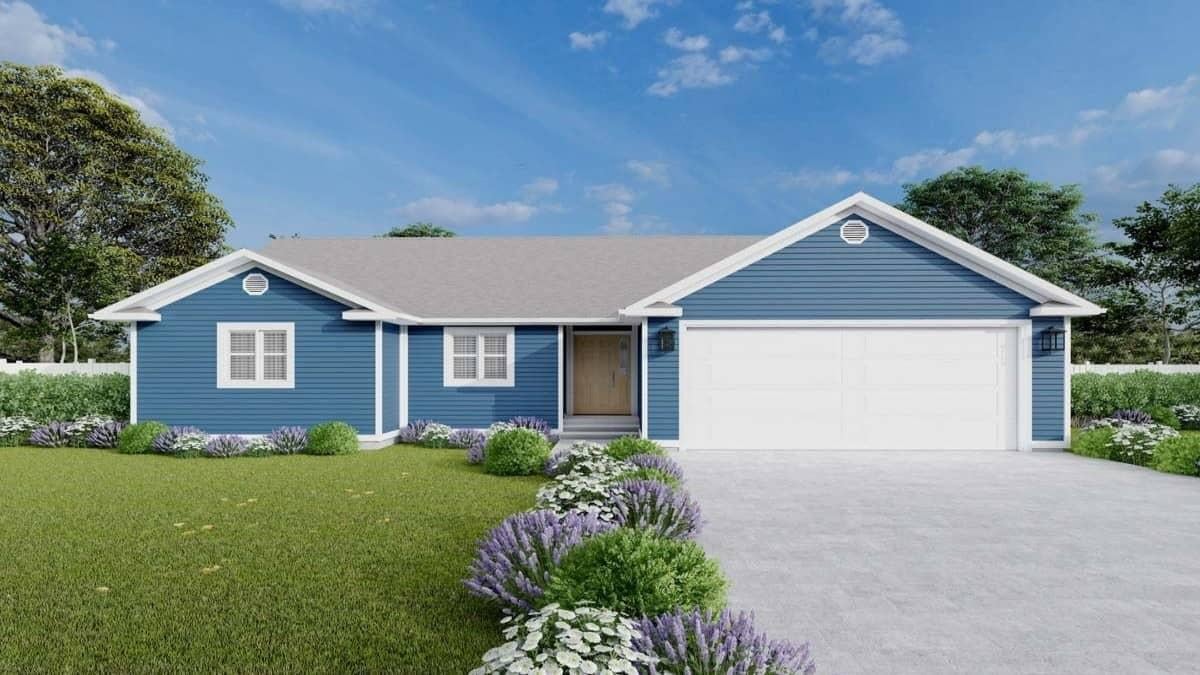 Charming Blue Ranch Home with Crisp White Accents
