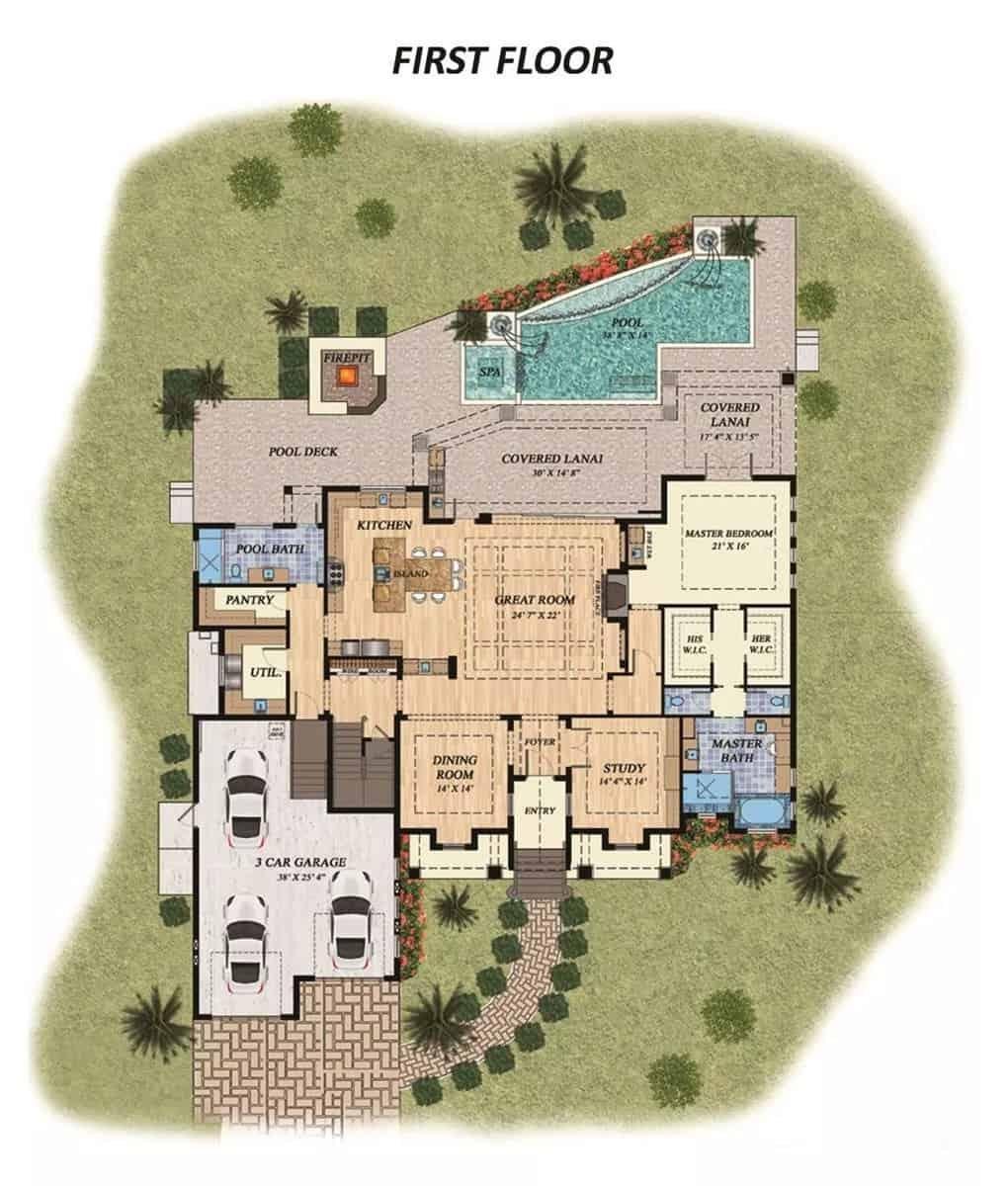 Explore the Spacious First Floor with a Stunning Poolside Lanai
