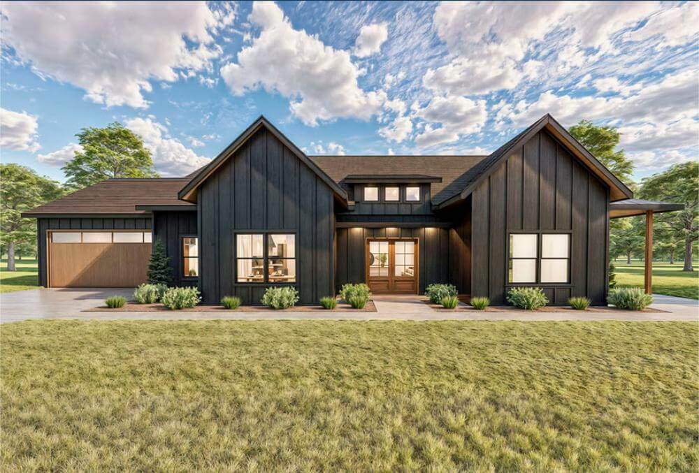 Modern Farmhouse-Style Home with 4 Bedrooms and Covered Patio (Floor Plan)