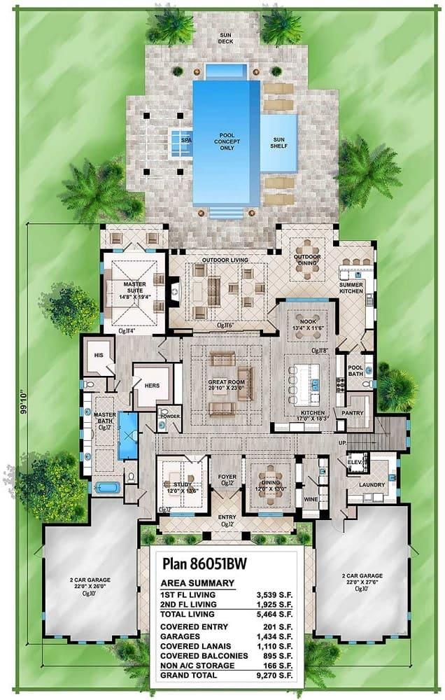 Explore This Expansive Floor Plan with a Luxurious Pool Oasis