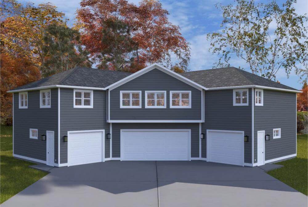 Traditional-Style ADU with 4-Car Garage and 2 Bedrooms (Floor Plan)