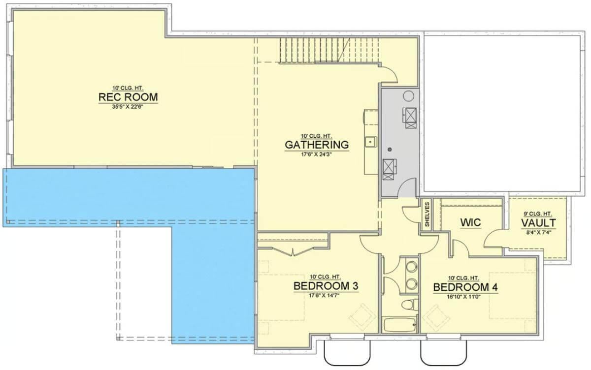 Explore the Spacious Rec Room and Gathering Area Layout