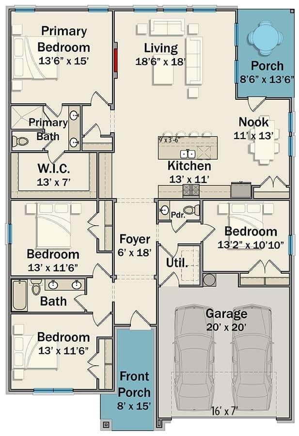 Explore This Thoughtfully Designed Floor Plan with Welcoming Front Porch