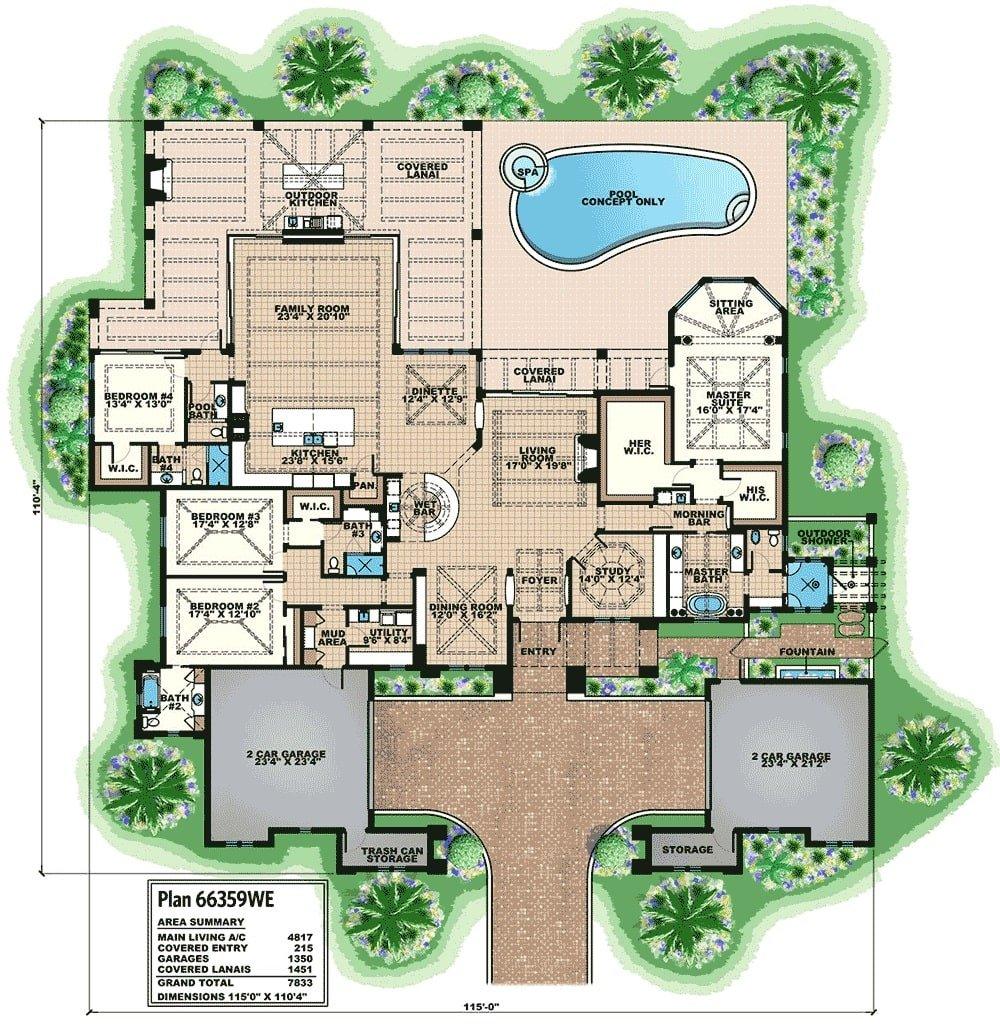 Explore This Expansive Floor Plan Featuring a Central Family Room