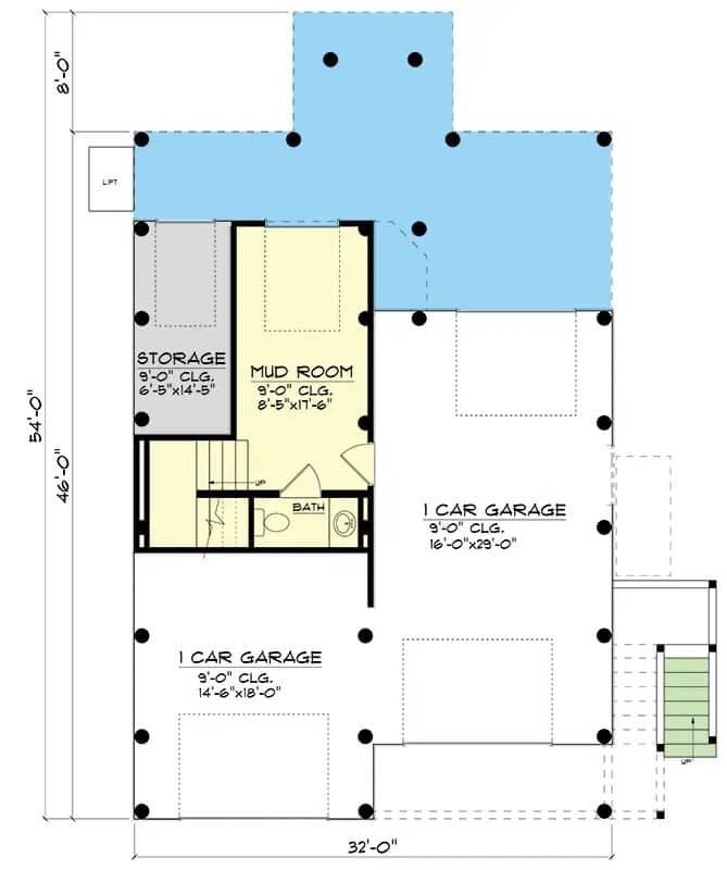 Explore the Practical Layout of a Multi-Car Garage and Mud Room Combo