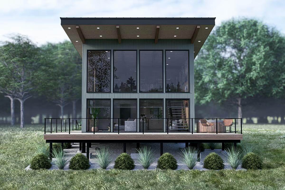 1-Bedroom Contemporary Mountain Home with Bunk Loft and Wraparound Deck (Floor Plan)