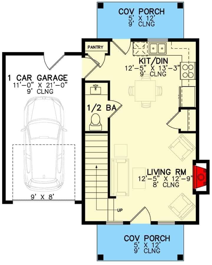 Compact Floor Plan with a Handy One-Car Garage