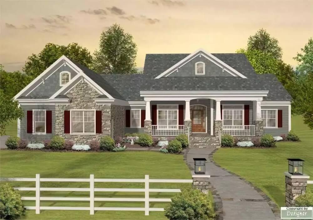Charming Ranch-Style Home with Classic Stone Accents