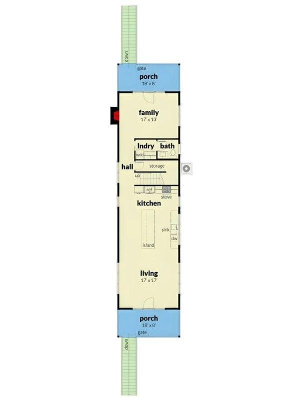 Explore the Clever Layout of This Narrow Floor Plan