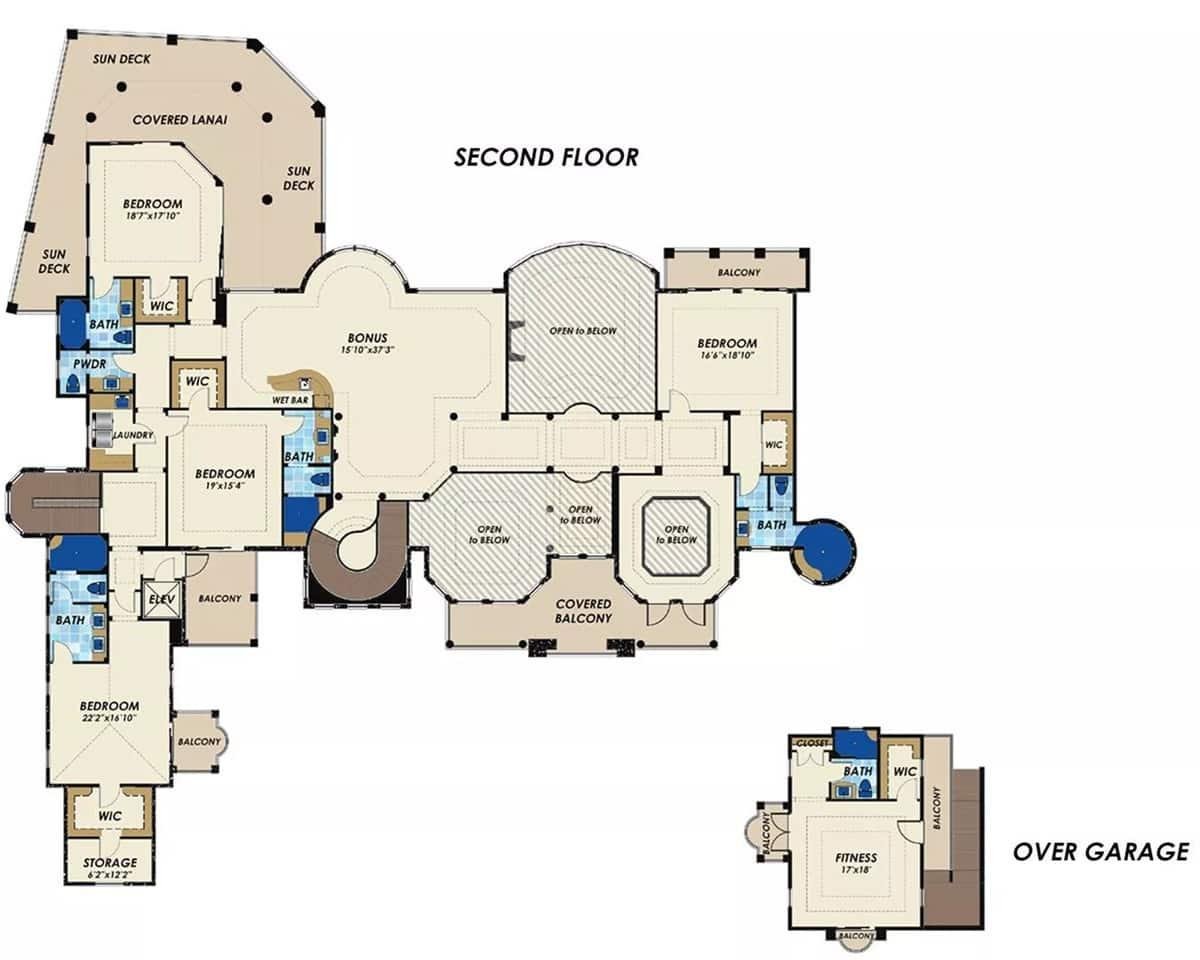 Explore This Spacious Second Floor Layout with Multiple Balconies