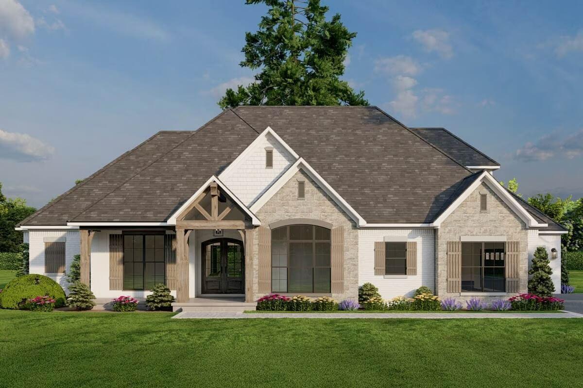 Charming Cottage with Stone Accents and Gabled Roof