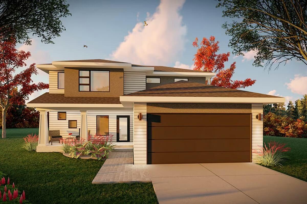 Modern Two-Story Home with a Welcoming Front Porch
