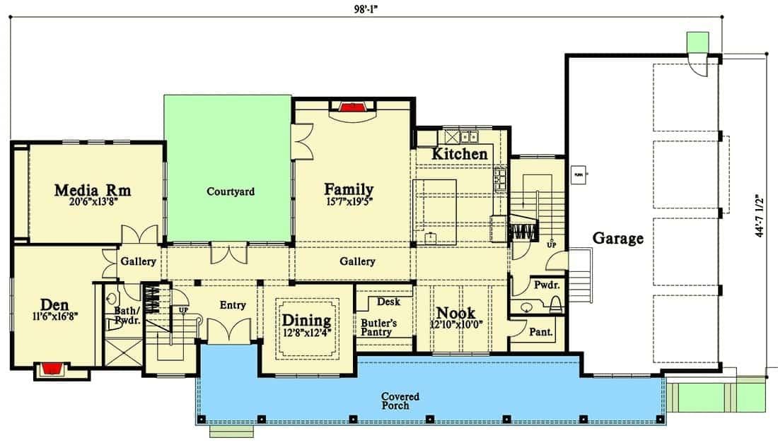 Explore This Expansive Floor Plan with a Central Courtyard