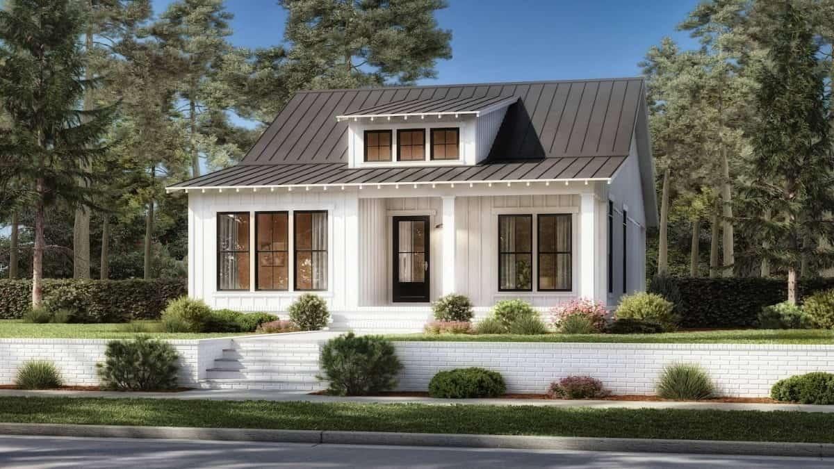 Charming Cottage with Classic Metal Roof and Dormer Window