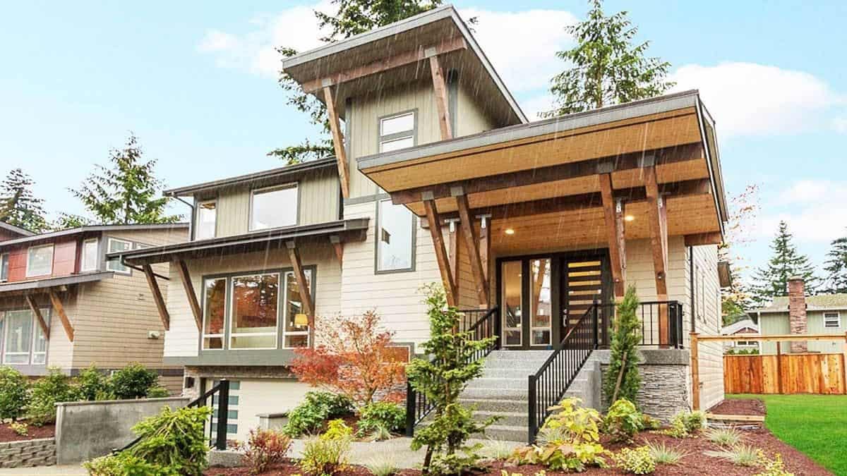 Modern Craftsman with Striking Angular Rooflines