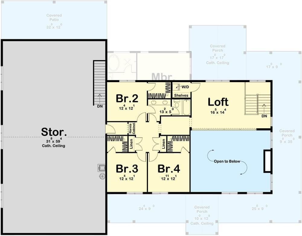 Explore the Versatile Upper Floor Plan with Loft and Storage Space