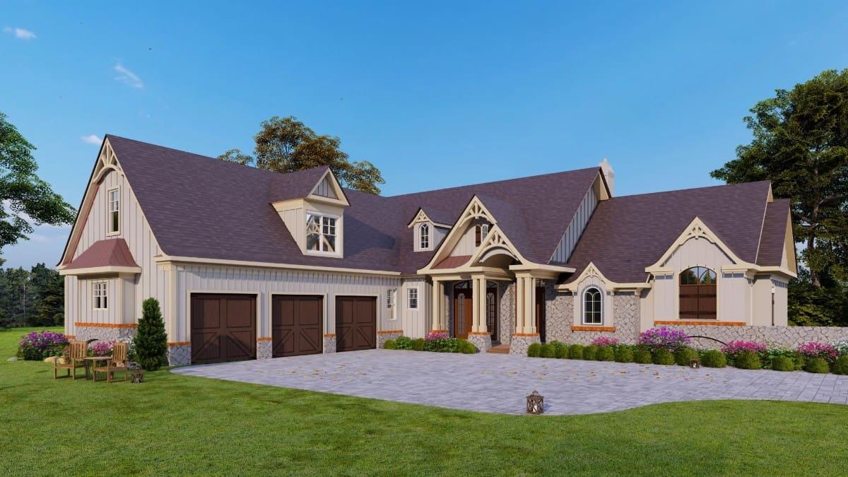 Elegant Country Home with Distinctive Gable Accents