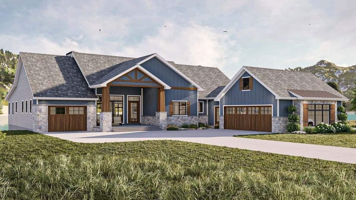 Modern Farmhouse with Eye-Catching Timber Accents