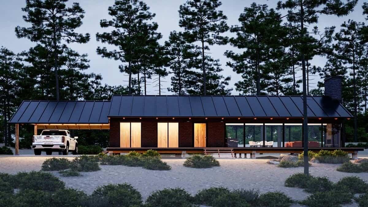Sleek Cabin Design Nestled Among Tall Pines