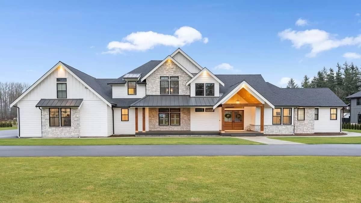Take in the Striking Gabled Rooflines of This Modern Farmhouse