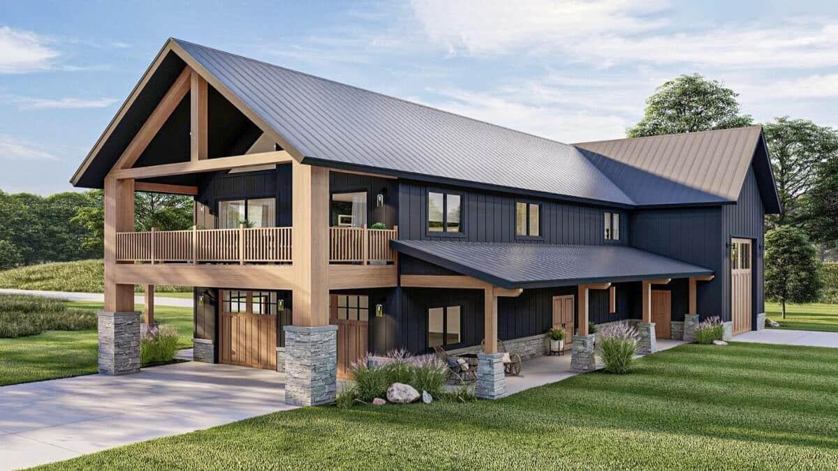 Discover the Bold Charm of a Modern Barn-Style Home with Timber Accents