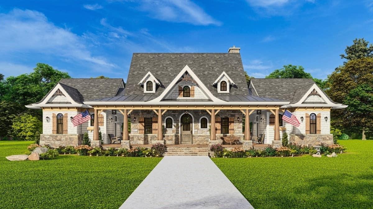 Charming Farmhouse with Striking Gabled Rooflines