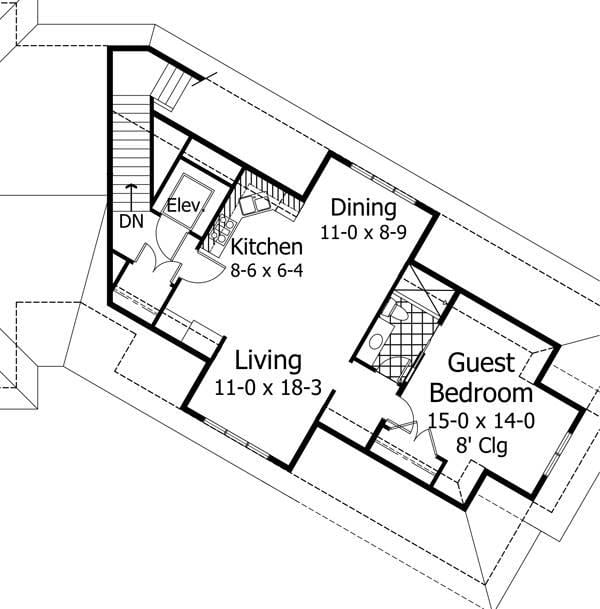 Compact Floor Plan with a Clever Use of Space Featuring an Elevator