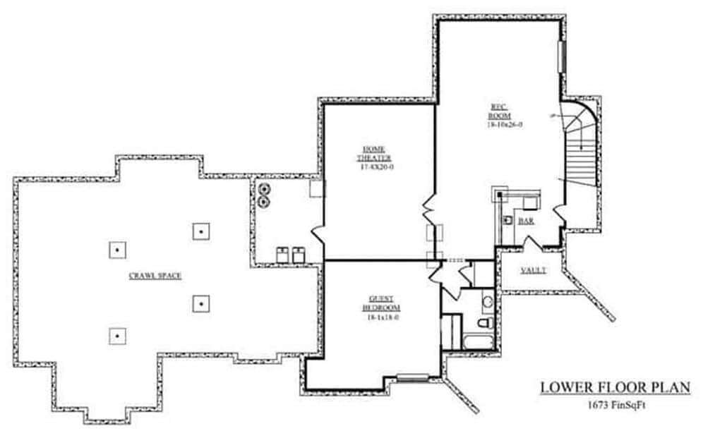 Explore This Expansive Lower Floor Plan with Home Theater
