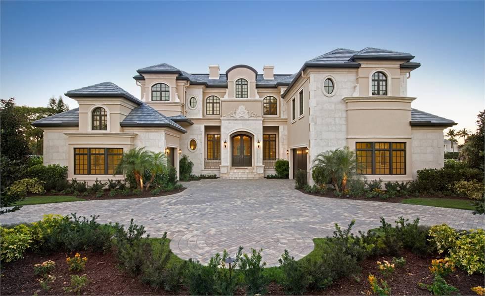 Grand Entrance of a Two-Story French Chateau-Style Home