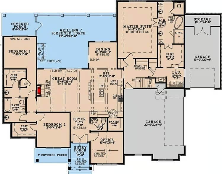 Explore This Thoughtfully Laid-Out Floor Plan with a Grilling Porch