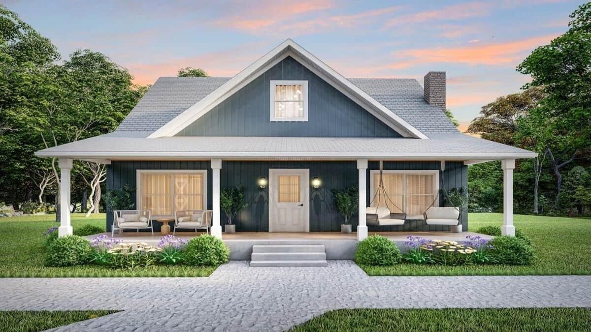 Charming Front Porch with Cozy Seating Options